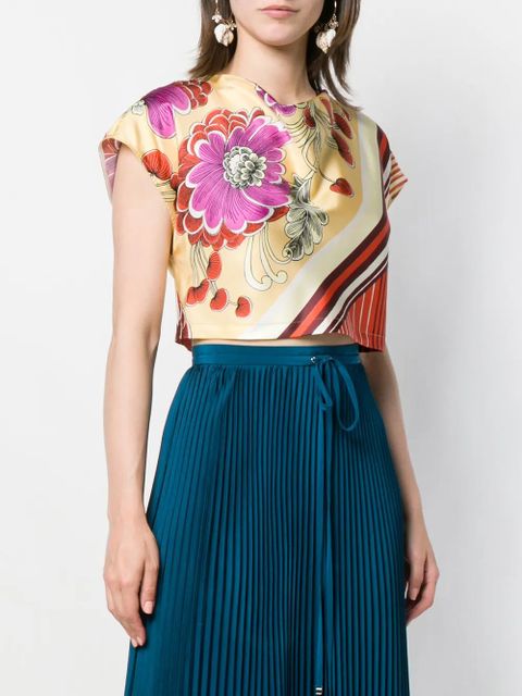 Chloé satin printed crop-top - Neutrals