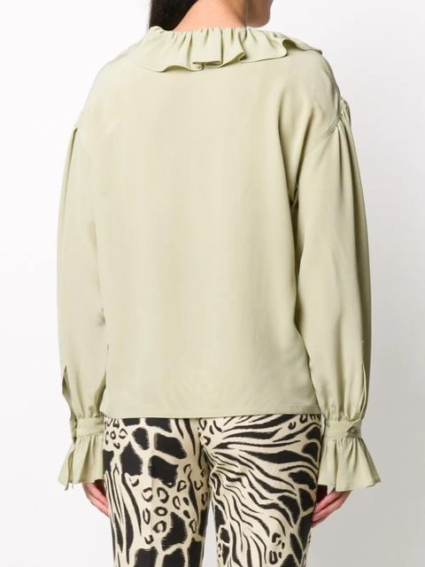 ETRO ruffle trimmed silk blouse - Green