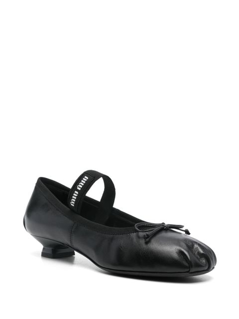 Miu Miu logo-intarsia ballet flats - Black - zdjęcie produktu nr 2