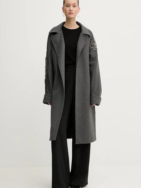 Blugirl Blumarine płaszcz z dodatkiem wełny kolor szary RF5241.T221A