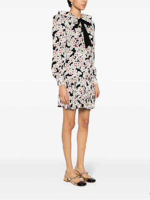 Alessandra Rich daisy-print silk dress - Black