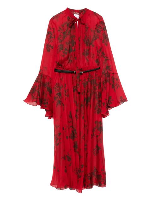 Max Mara floral-print belted midi dress - ROSSO - zdjęcie produktu nr 1