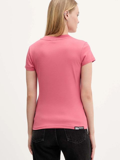 Karl Lagerfeld Jeans t-shirt bawełniany damski kolor pomarańczowy A1W17004