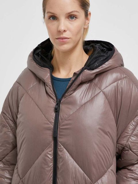 Didriksons kurtka damska kolor brązowy zimowa oversize