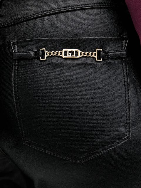 Gaudi spodnie damskie kolor czarny dzwony high waist 521BD25016