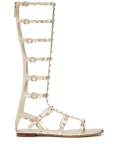 Valentino Garavani Rockstud metallic gladiator sandals - Neutrals - zdjęcie produktu nr 1