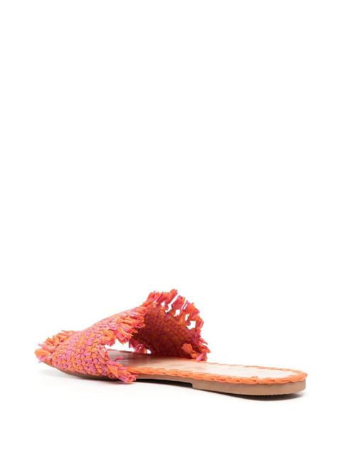 Manebi woven-raffia open-toe slides - Orange