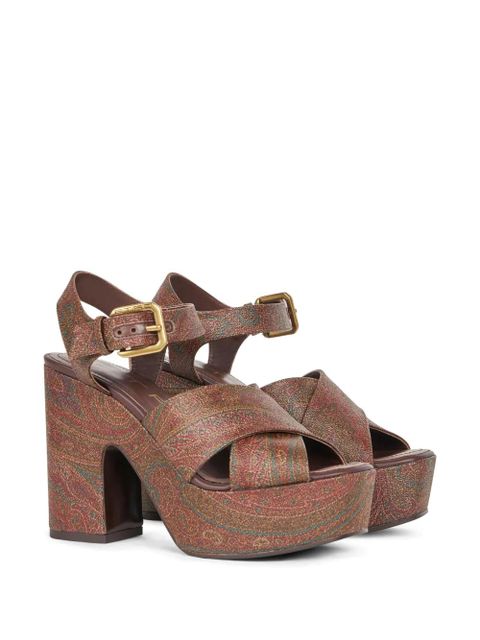 ETRO 100mm paisley platform sandals - Brown - zdjęcie produktu nr 2