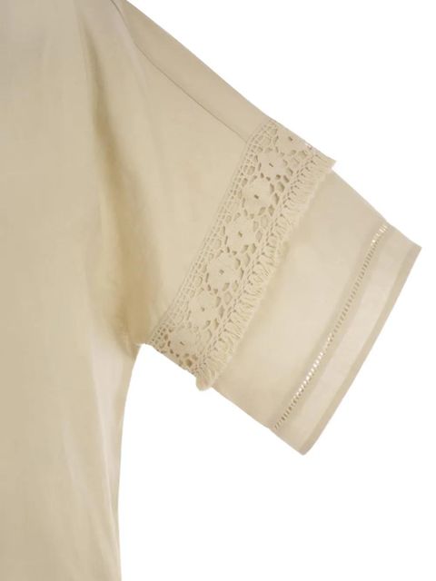 Weekend Max Mara lace-insert linen shirt - Neutrals