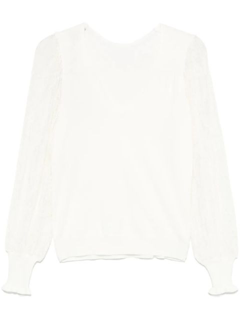 TWINSET dual-use lace-sleeves sweater - Neutrals - zdjęcie produktu nr 1