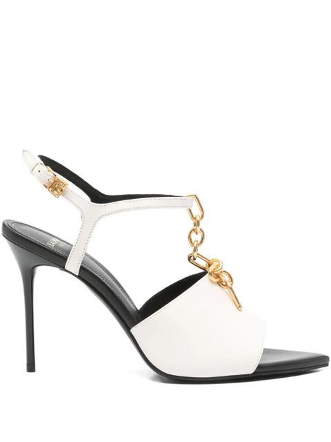 Balmain 95mm chain-embellished pointed-toe sandals - Neutrals - zdjęcie produktu nr 1