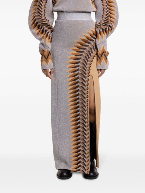 Rabanne lurex-jacquard long skirt - Grey
