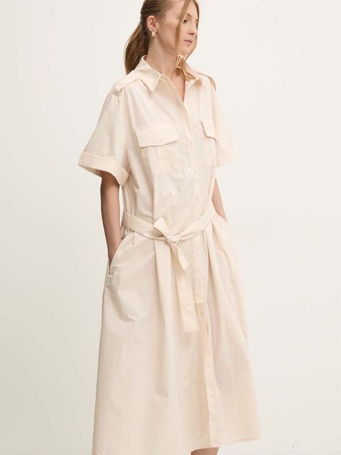 Answear.LAB sukienka kolor beżowy midi oversize