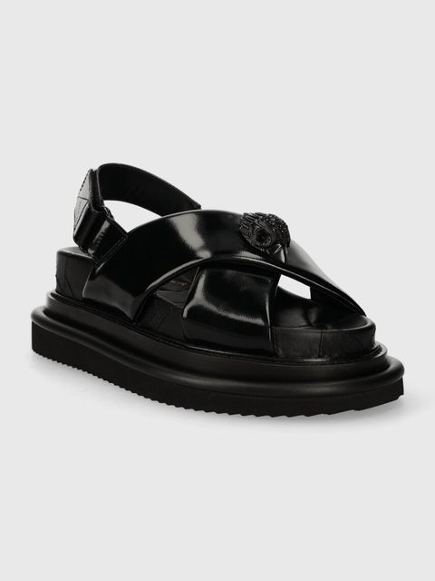 Kurt Geiger London sandały skórzane Orson Cross Strap Sandal damskie kolor czarny na platformie 2028900309