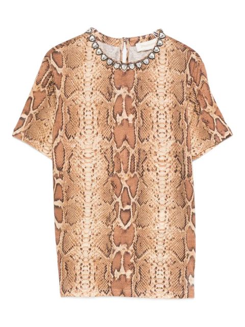 ZIMMERMANN embellished snake-print T-shirt - Neutrals