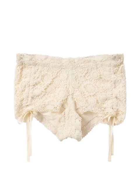 ISABEL MARANT Yeliz floral-details mini cotton shorts - Neutrals - zdjęcie produktu nr 1