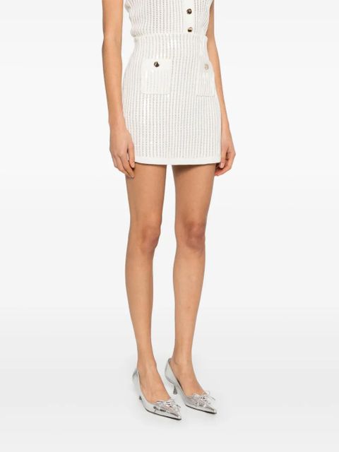 Self-Portrait sequined crochet mini skirt - White - zdjęcie produktu nr 2