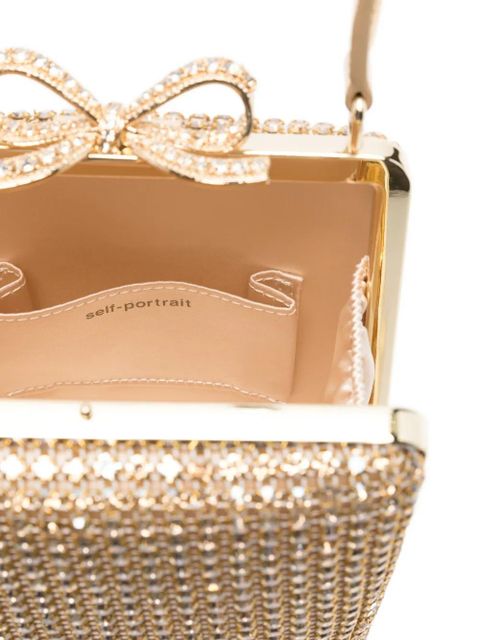 Self-Portrait crystal-embellished bow-detail mini bag - Yellow