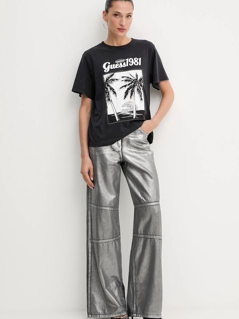 Guess t-shirt bawełniany damski kolor czarny W5YI17 I3Z14 - zdjęcie produktu nr 2