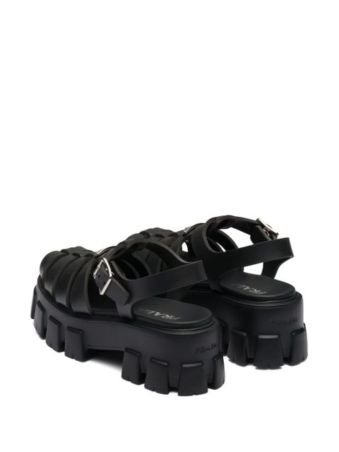 Prada 55mm caged platform sandals - Black