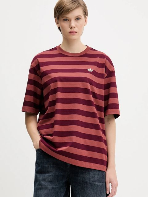 adidas Originals t-shirt bawełniany STRIPED SS TEE damski kolor pomarańczowy KF2320 - zdjęcie produktu nr 1