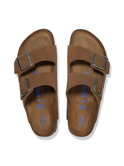 Birkenstock klapki zamszowe Arizona damskie kolor brązowy 1030865