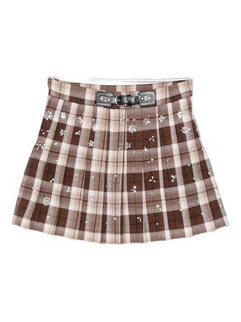 Maje check-pattern belted skirt - Brown