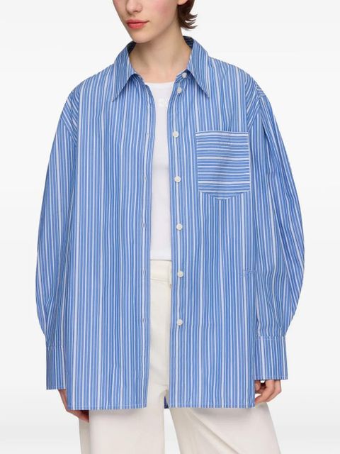 GANNI striped balloon-sleeve shirt - Blue
