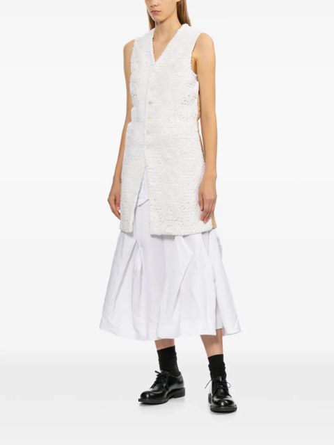 Comme Des Garçons floral-embroidered coat - White