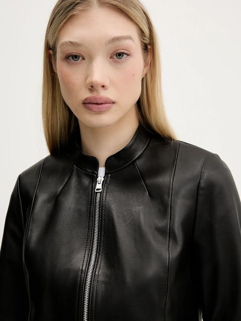 HUGO kurtka skórzana kolor czarny przejściowa 50541262