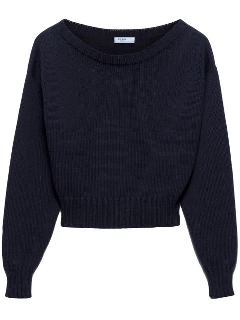 Prada cotton boat-neck sweater - Blue - zdjęcie produktu nr 1