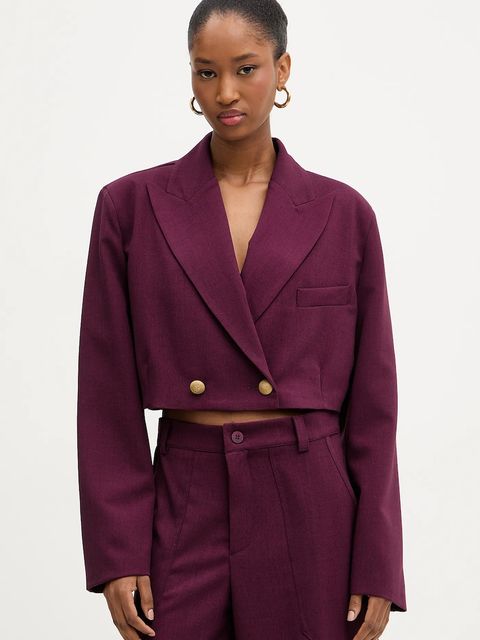 Haveone marynarka kolor bordowy dwurzędowa gładka JSO-P014 - zdjęcie produktu nr 1