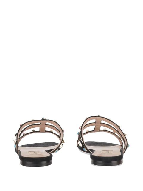 Valentino Garavani Rockstud bead-embellished suede sandals - Black