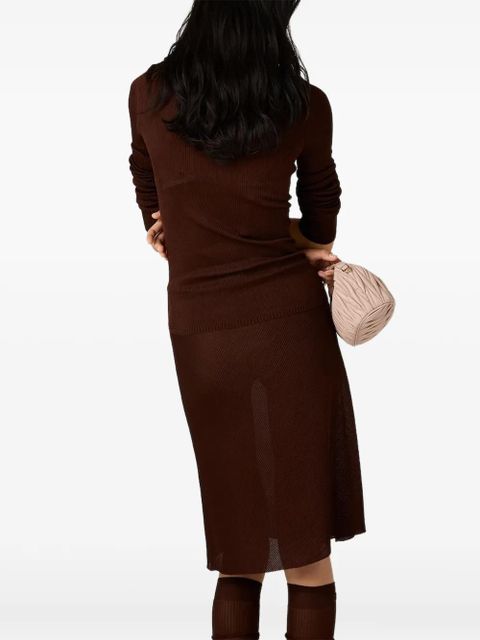 Miu Miu ribbed long-sleeve T-shirt - Brown