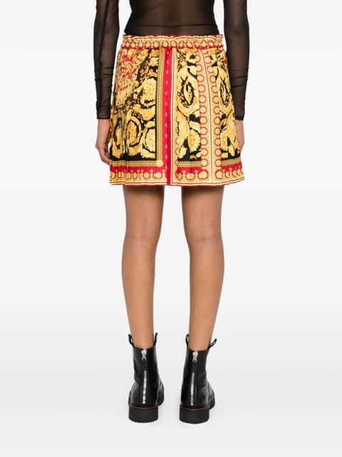 Versace Barocco-print pleated mini skirt - Black