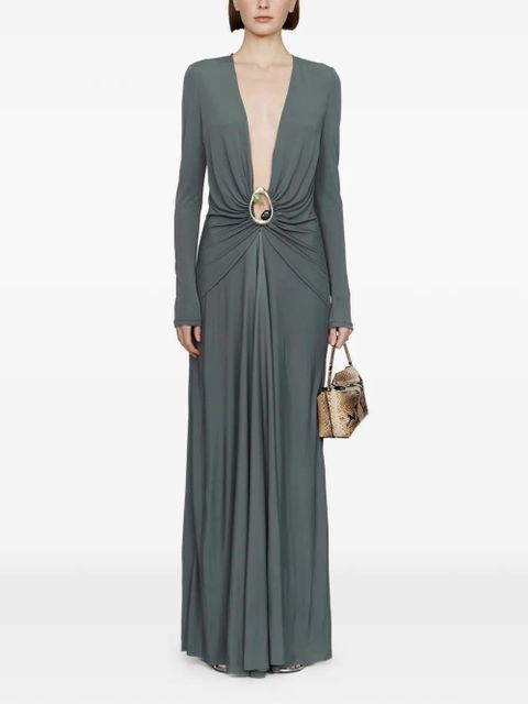 Christopher Esber Orica Crystal Ruched V-neck dress - Grey - zdjęcie produktu nr 1