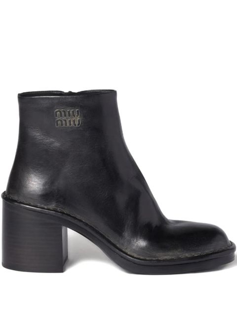 Miu Miu 70mm leather ankle boots - Black - zdjęcie produktu nr 1