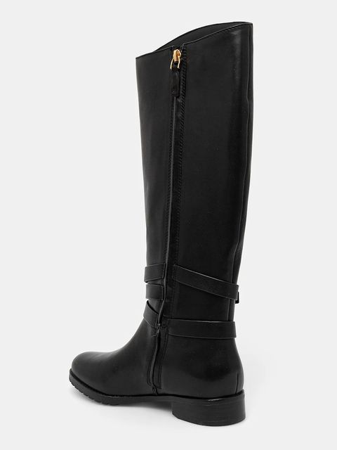 Lauren Ralph Lauren kozaki skórzane Collins Tll damskie kolor czarny na płaskim obcasie 802967771001 - zdjęcie produktu nr 2