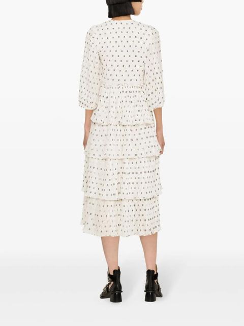 GANNI monogram-print pleated midi dress - Neutrals - zdjęcie produktu nr 2