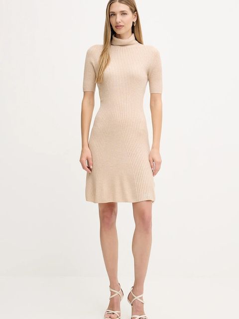 Guess sukienka z dodatkiem wełny JULIA kolor beżowy mini dopasowana W5BK78 Z3OW2 - zdjęcie produktu nr 2