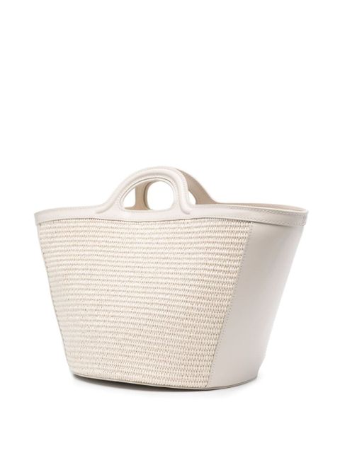Marni logo-embroidered interwoven tote bag - White