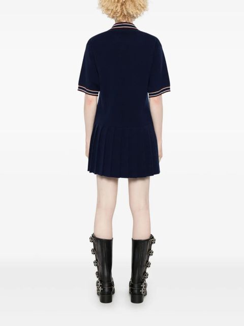 Miu Miu logo-patch mini dress - Blue
