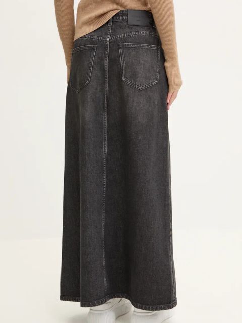 Miss Sixty spódnica jeansowa kolor czarny maxi rozkloszowana 6L3KJ5840000