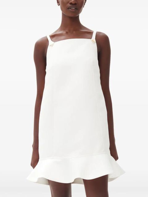 GANNI flared-hem satin mini dress - Neutrals