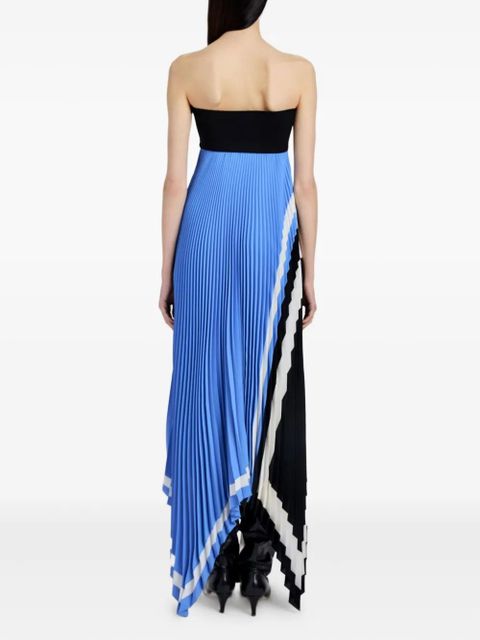 Proenza Schouler pleated patterned asymmetric party dress - Blue