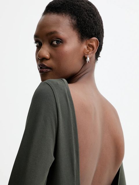 MUUV. longsleeve kolor zielony odkryte plecy 0