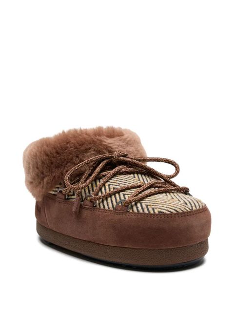 Moon Boot Chalet fur-lined herringbone mules - Brown