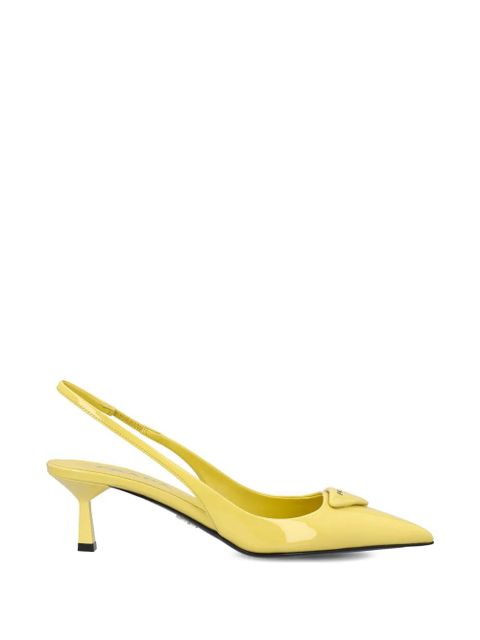 Prada logo-plaque pointed-toe pumps - Yellow - zdjęcie produktu nr 1