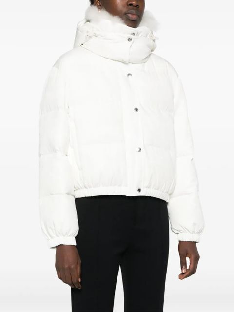 Yves Salomon contrasting-collar ski jacket - White