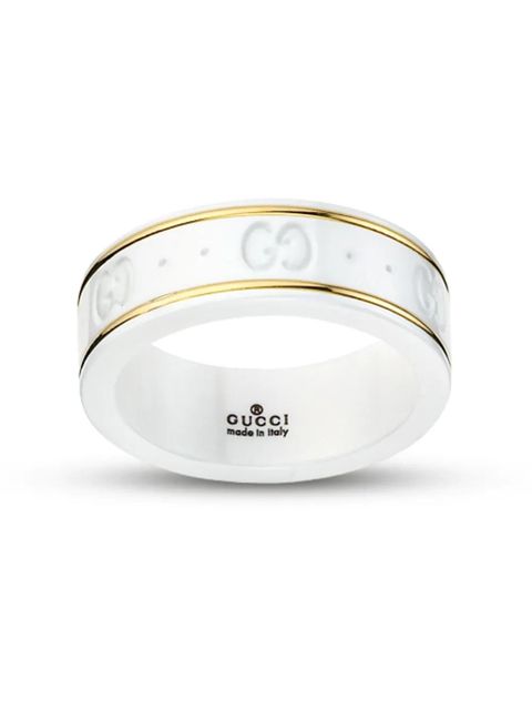 Gucci 18K yellow gold Icon Blossom zirconium ring - White